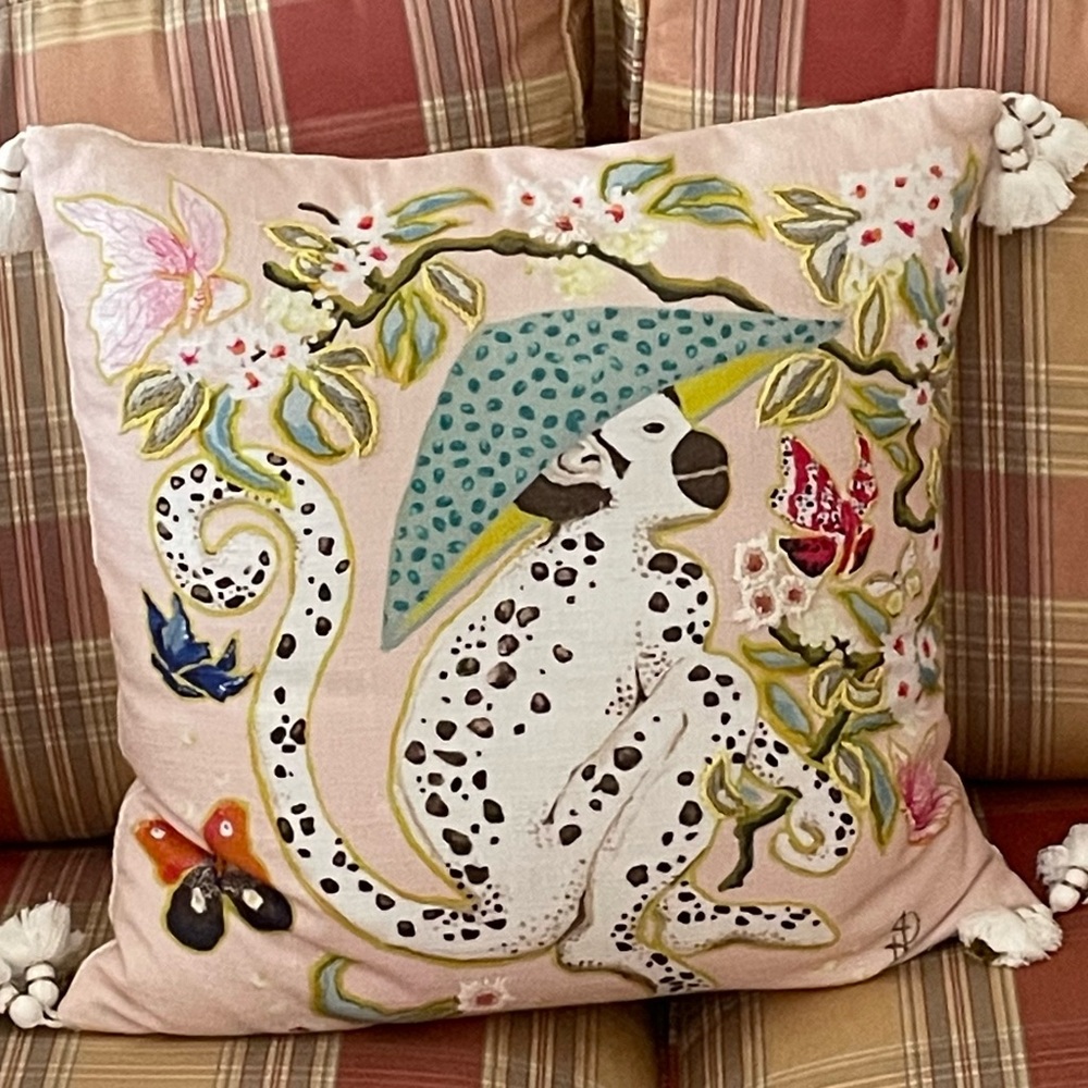 Anthropologie Paige Gemmel Chinoiserie Monkey Pillow